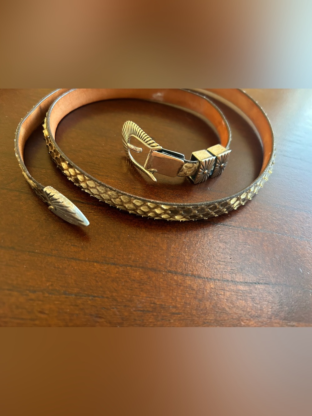SR sterling Vintage Children's Snakeskin Cowboy Belt with Silver Buckle